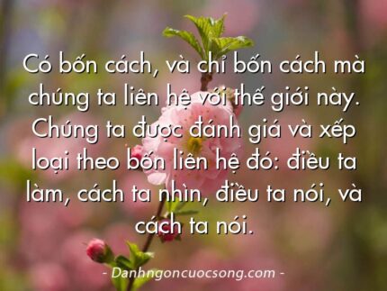 Có bốn cách, và chỉ bốn cách mà chúng ta liên hệ với thế giới này. Chúng ta được đánh giá và xếp loại theo bốn liên hệ đó: điều ta làm, cách ta nhìn, điều ta nói, và cách ta nói.