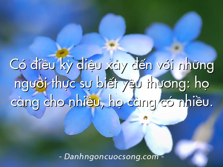 Có điều kỳ diệu xảy đến với những người thực sự biết yêu thương: họ càng cho nhiều, họ càng có nhiều.