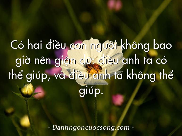 Có hai điều con người không bao giờ nên giận dữ: điều anh ta có thể giúp, và điều anh ta không thể giúp.