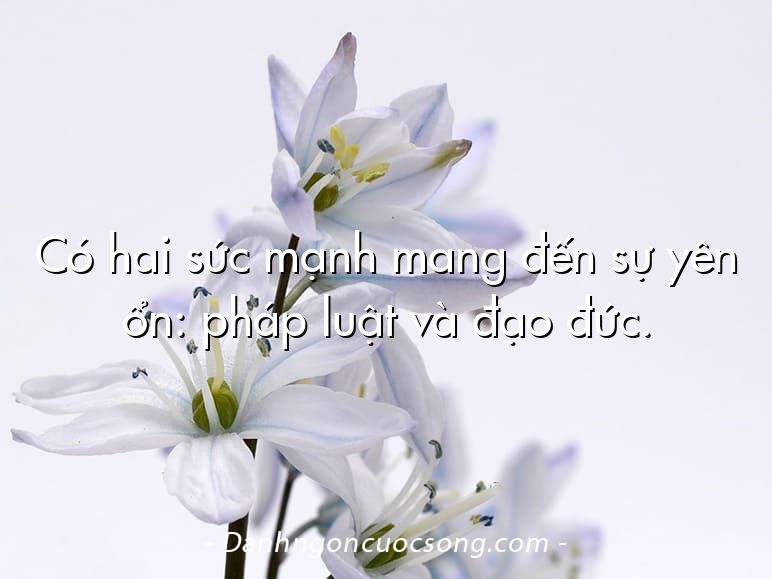 Có hai sức mạnh mang đến sự yên ổn: pháp luật và đạo đức.