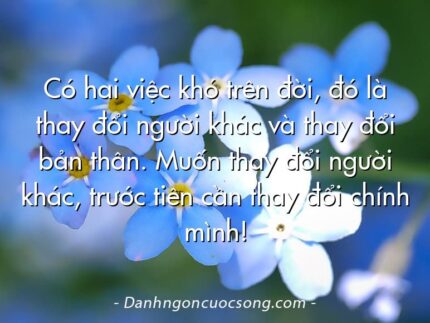 Có hai việc khó trên đời, đó là thay đổi người khác và thay đổi bản thân. Muốn thay đổi người khác, trước tiên cần thay đổi chính mình!