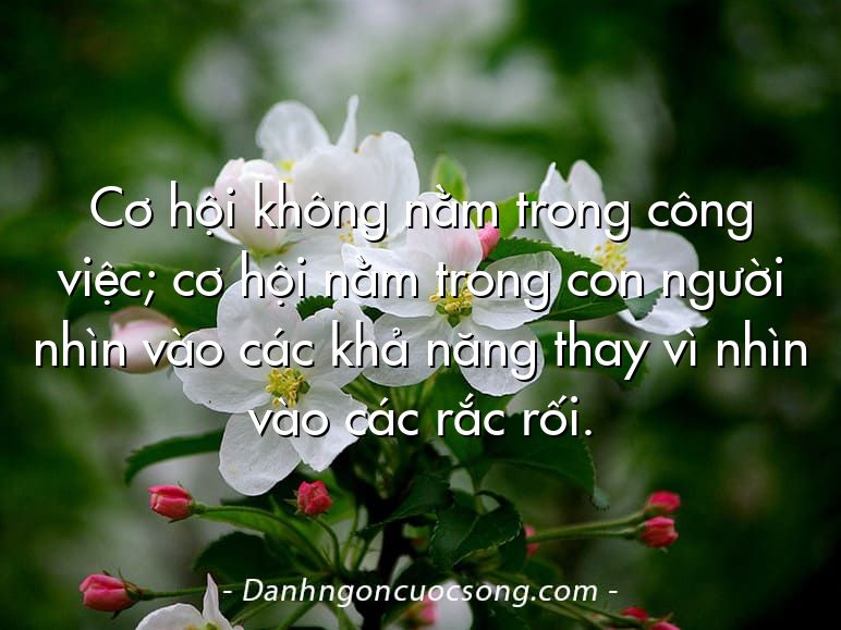 Cơ hội không nằm trong công việc; cơ hội nằm trong con người nhìn vào các khả năng thay vì nhìn vào các rắc rối.
