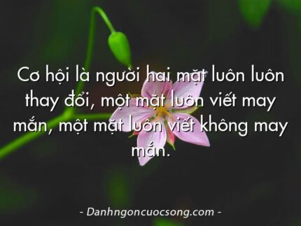 Cơ hội là người hai mặt luôn luôn thay đổi, một mặt luôn viết may mắn, một mặt luôn viết không may mắn.