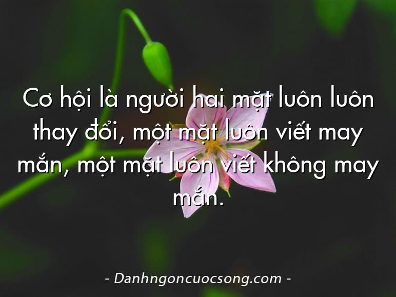 Cơ hội là người hai mặt luôn luôn thay đổi, một mặt luôn viết may mắn, một mặt luôn viết không may mắn.
