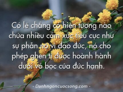 Có lẽ chẳng có hiện tượng nào chứa nhiều cảm xúc tiêu cực như sự phẫn nộ vì đạo đức, nó cho phép ghen tị được hoành hành dưới vỏ bọc của đức hạnh.