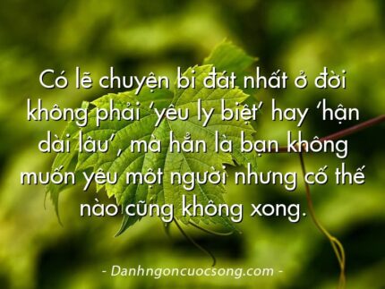 Có lẽ chuyện bi đát nhất ở đời không phải ‘yêu ly biệt’ hay ‘hận dài lâu’, mà hẳn là bạn không muốn yêu một người nhưng cố thế nào cũng không xong.