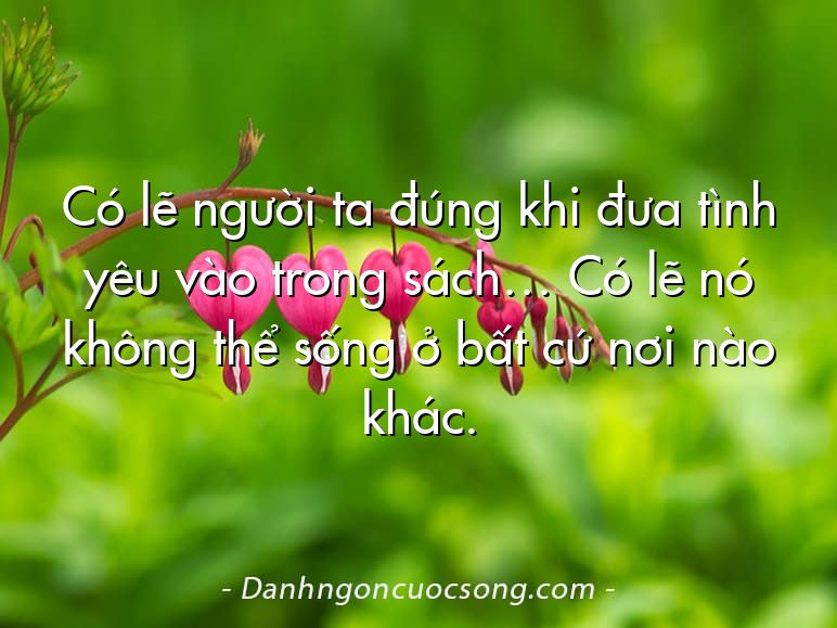 Có lẽ người ta đúng khi đưa tình yêu vào trong sách… Có lẽ nó không thể sống ở bất cứ nơi nào khác.