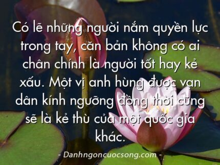 Có lẽ những người nắm quyền lực trong tay, căn bản không có ai chân chính là người tốt hay kẻ xấu. Một vị anh hùng được vạn dân kính ngưỡng đồng thời cũng sẽ là kẻ thù của một quốc gia khác.