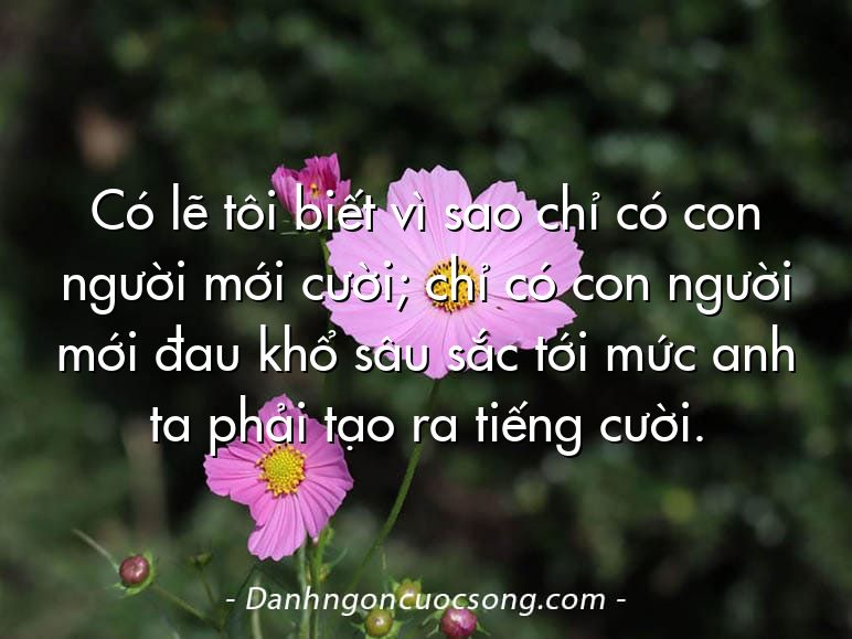 Có lẽ tôi biết vì sao chỉ có con người mới cười; chỉ có con người mới đau khổ sâu sắc tới mức anh ta phải tạo ra tiếng cười.