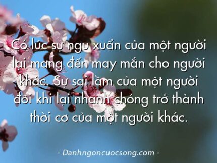 Có lúc sự ngu xuẩn của một người lại mang đến may mắn cho người khác. Sự sai lầm của một người đôi khi lại nhanh chóng trở thành thời cơ của một người khác.