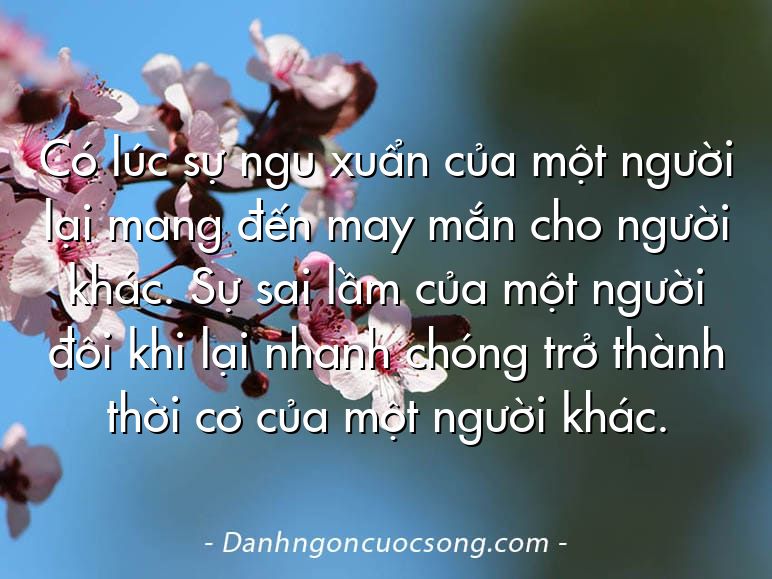 Có lúc sự ngu xuẩn của một người lại mang đến may mắn cho người khác. Sự sai lầm của một người đôi khi lại nhanh chóng trở thành thời cơ của một người khác.