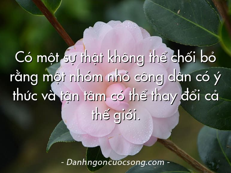 Có một sự thật không thể chối bỏ rằng một nhóm nhỏ công dân có ý thức và tận tâm có thể thay đổi cả thế giới.
