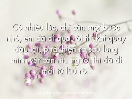 Có nhiều lúc, chỉ cần một bước nhỏ, em đã đi qua rồi thì khi quay đầu lại, phát hiện ra sau lưng mình vật còn mà người thì đã đi mất từ lâu rồi.
