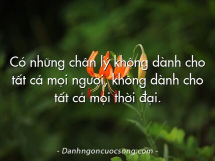 Có những chân lý không dành cho tất cả mọi người, không dành cho tất cả mọi thời đại.