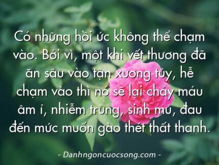 Có những hồi ức không thể chạm vào. Bởi vì, một khi vết thương đã ăn sâu vào tận xương tủy, hễ chạm vào thì nó sẽ lại chảy máu âm ỉ, nhiễm trùng, sinh mủ, đau đến mức muốn gào thét thất thanh.