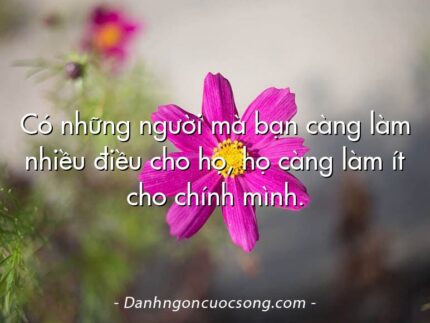 Có những người mà bạn càng làm nhiều điều cho họ, họ càng làm ít cho chính mình.