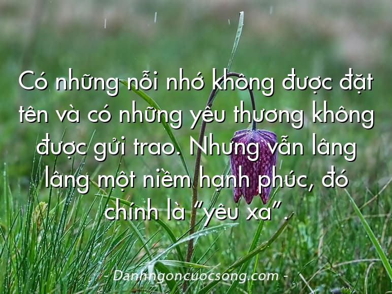 Có những nỗi nhớ không được đặt tên và có những yêu thương không được gửi trao. Nhưng vẫn lâng lâng một niềm hạnh phúc, đó chính là “yêu xa”.