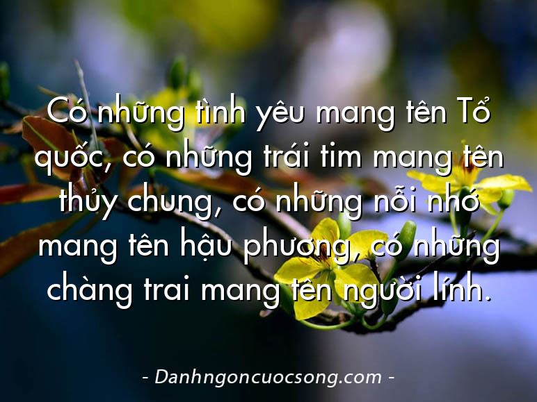 Có những tình yêu mang tên Tổ quốc, có những trái tim mang tên thủy chung, có những nỗi nhớ mang tên hậu phương, có những chàng trai mang tên người lính.