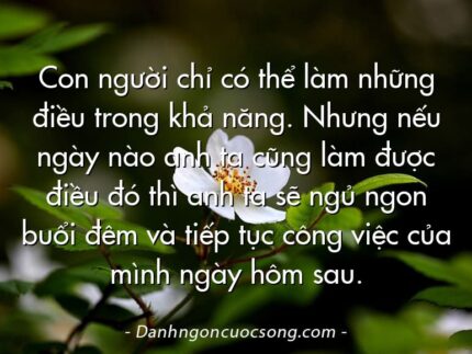 Con người chỉ có thể làm những điều trong khả năng. Nhưng nếu ngày nào anh ta cũng làm được điều đó thì anh ta sẽ ngủ ngon buổi đêm và tiếp tục công việc của mình ngày hôm sau.