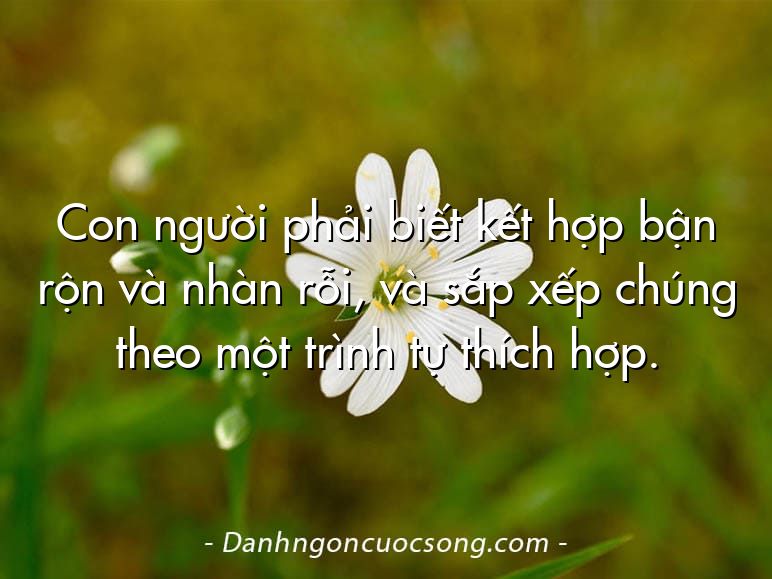 Con người phải biết kết hợp bận rộn và nhàn rỗi, và sắp xếp chúng theo một trình tự thích hợp.