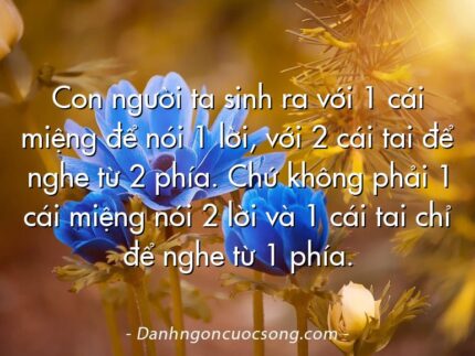 Con người ta sinh ra với 1 cái miệng để nói 1 lời, với 2 cái tai để nghe từ 2 phía. Chứ không phải 1 cái miệng nói 2 lời và 1 cái tai chỉ để nghe từ 1 phía.