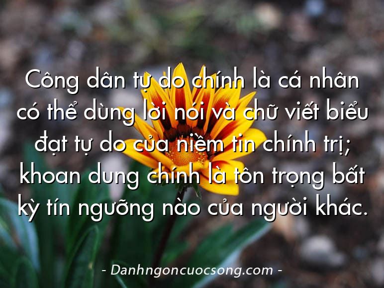 Công dân tự do chính là cá nhân có thể dùng lời nói và chữ viết biểu đạt tự do của niềm tin chính trị; khoan dung chính là tôn trọng bất kỳ tín ngưỡng nào của người khác.