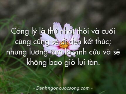 Công lý là thứ nhất thời và cuối cùng cũng sẽ đi đến kết thúc; nhưng lương tâm là vĩnh cửu và sẽ không bao giờ lụi tàn.