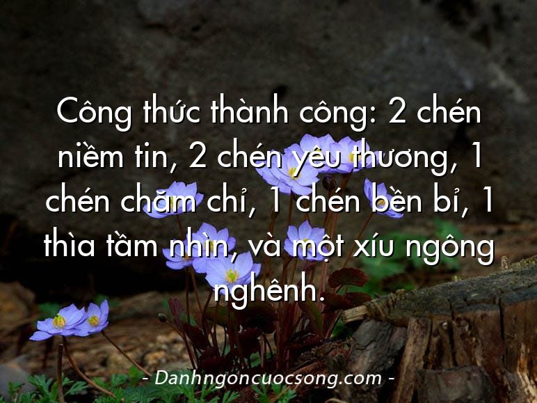 Công thức thành công: 2 chén niềm tin, 2 chén yêu thương, 1 chén chăm chỉ, 1 chén bền bỉ, 1 thìa tầm nhìn, và một xíu ngông nghênh.