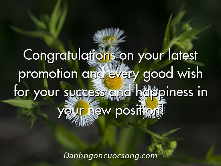Congratulations on your latest promotion and every good wish for your success and happiness in your new position!