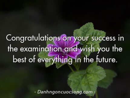 Congratulations on your success in the examination and wish you the best of everything in the future.
