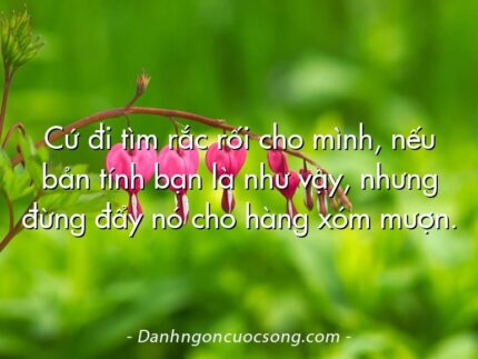 Cứ đi tìm rắc rối cho mình, nếu bản tính bạn là như vậy, nhưng đừng đẩy nó cho hàng xóm mượn.