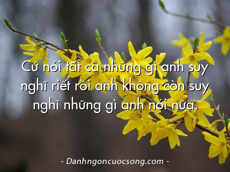 Cứ nói tất cả những gì anh suy nghĩ riết rồi anh không còn suy nghĩ những gì anh nói nữa.