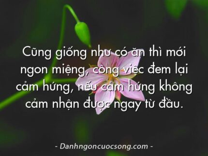 Cũng giống như có ăn thì mới ngon miệng, công việc đem lại cảm hứng, nếu cảm hứng không cảm nhận được ngay từ đầu.