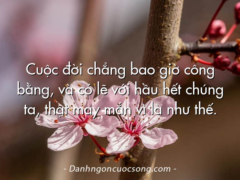 Cuộc đời chẳng bao giờ công bằng, và có lẽ với hầu hết chúng ta, thật may mắn vì là như thế.