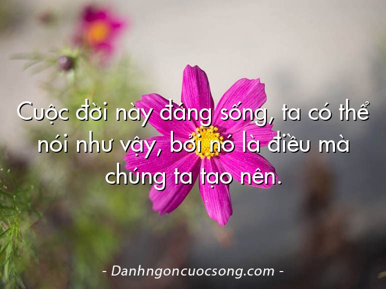 Cuộc đời này đáng sống, ta có thể nói như vậy, bởi nó là điều mà chúng ta tạo nên.