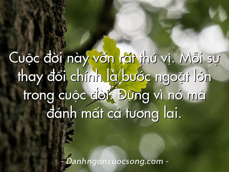 Cuộc đời này vốn rất thú vị. Mỗi sự thay đổi chính là bước ngoặt lớn trong cuộc đời. Đừng vì nó mà đánh mất cả tương lai.