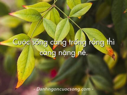 Cuộc sống càng trống rỗng thì càng nặng nề.