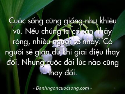 Cuộc sống cũng giống như khiêu vũ. Nếu chúng ta có sàn nhảy rộng, nhiều người sẽ nhảy. Có người sẽ giận dữ khi giai điệu thay đổi. Nhưng cuộc đời lúc nào cũng thay đổi.