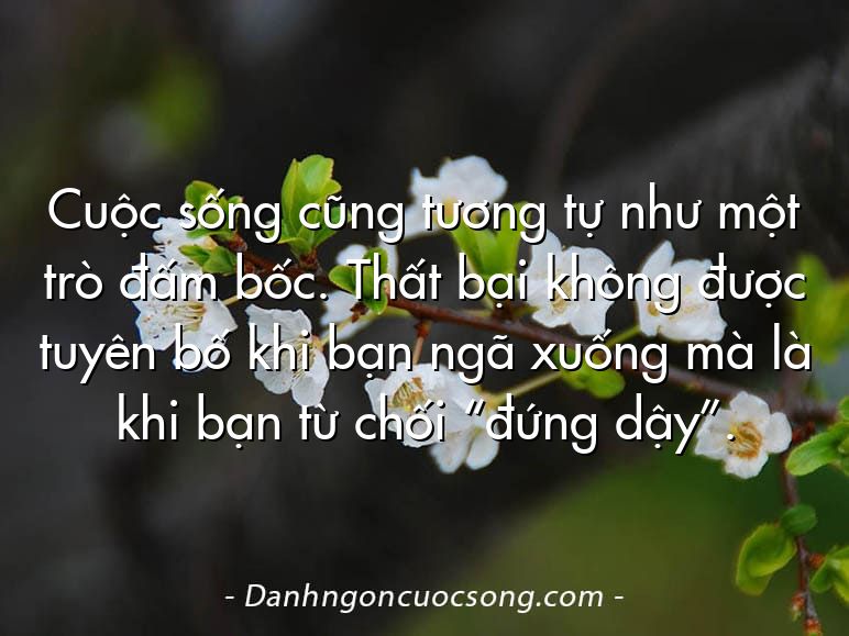 Cuộc sống cũng tương tự như một trò đấm bốc. Thất bại không được tuyên bố khi bạn ngã xuống mà là khi bạn từ chối “đứng dậy”.