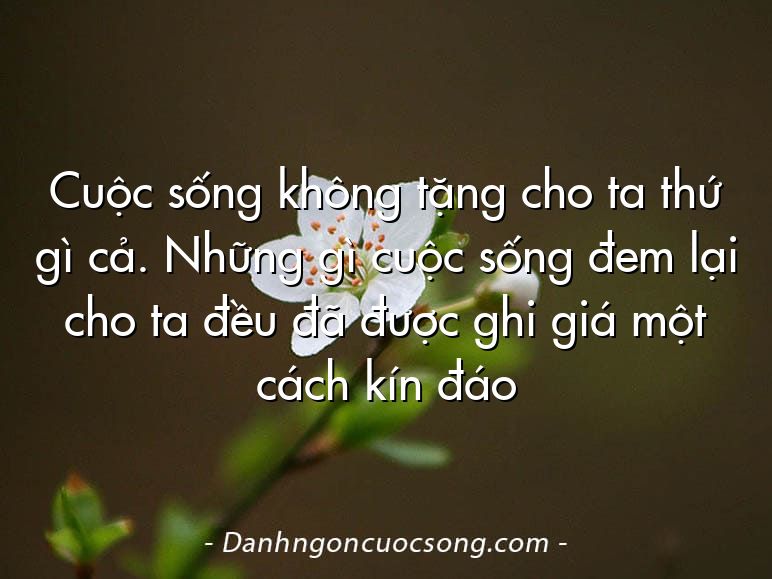 Cuộc sống không tặng cho ta thứ gì cả. Những gì cuộc sống đem lại cho ta đều đã được ghi giá một cách kín đáo