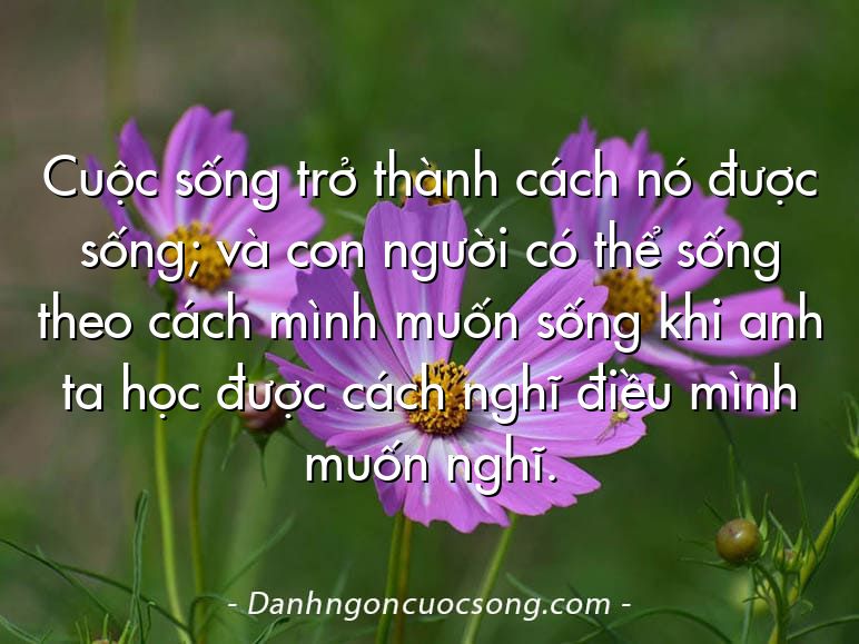 Cuộc sống trở thành cách nó được sống; và con người có thể sống theo cách mình muốn sống khi anh ta học được cách nghĩ điều mình muốn nghĩ.