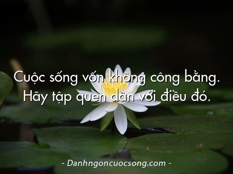 Cuộc sống vốn không công bằng. Hãy tập quen dần với điều đó.