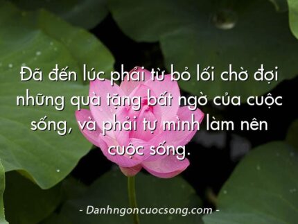 Đã đến lúc phải từ bỏ lối chờ đợi những quà tặng bất ngờ của cuộc sống, và phải tự mình làm nên cuộc sống.