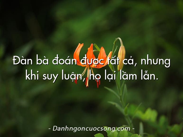 Đàn bà đoán được tất cả, nhưng khi suy luận, họ lại lầm lẫn.