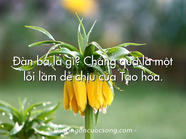 Đàn bà là gì? Chẳng qua là một lỗi lầm dễ chịu của Tạo hóa.