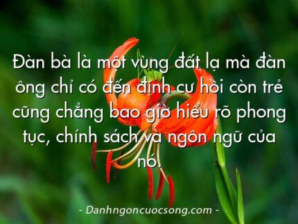 Đàn bà là một vùng đất lạ mà đàn ông chỉ có đến định cư hồi còn trẻ cũng chẳng bao giờ hiểu rõ phong tục, chính sách và ngôn ngữ của nó.