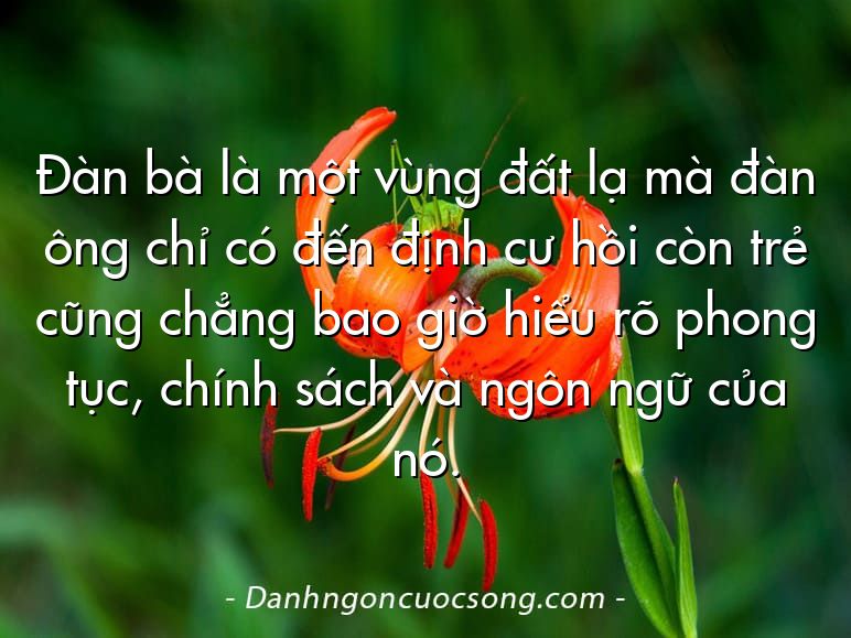 Đàn bà là một vùng đất lạ mà đàn ông chỉ có đến định cư hồi còn trẻ cũng chẳng bao giờ hiểu rõ phong tục, chính sách và ngôn ngữ của nó.