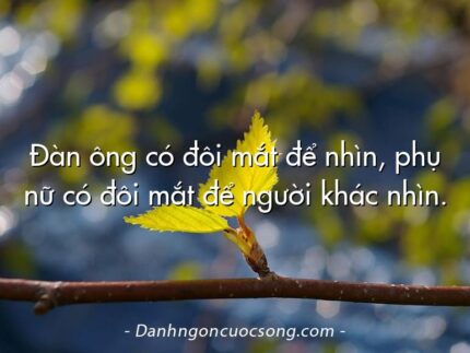 Đàn ông có đôi mắt để nhìn, phụ nữ có đôi mắt để người khác nhìn.