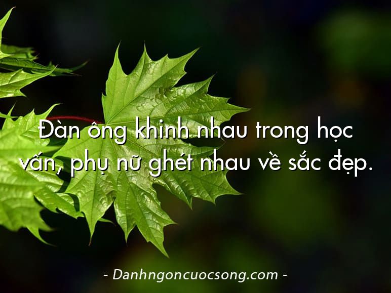 Đàn ông khinh nhau trong học vấn, phụ nữ ghét nhau về sắc đẹp.