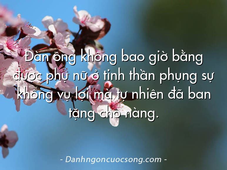 Đàn ông không bao giờ bằng được phụ nữ ở tinh thần phụng sự không vụ lợi mà tự nhiên đã ban tặng cho nàng.